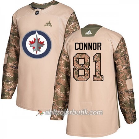 Män Ishockey Winnipeg Jets Tröja Kyle Connor 81 Adidas 2017-2018 Camo Veterans Day Practice Authentic